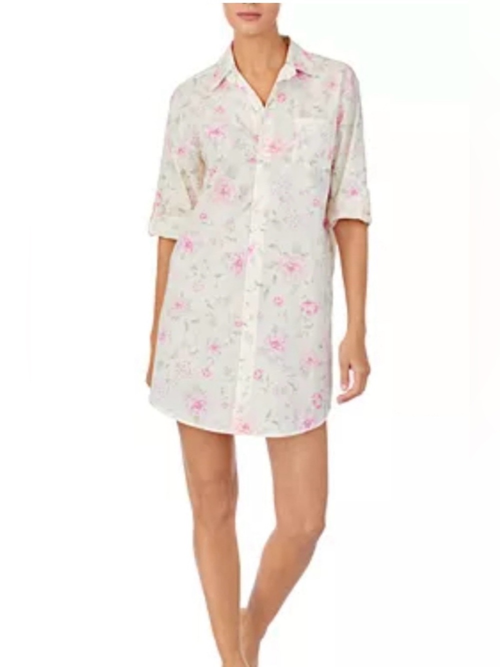 Ralph Lauren Sleep Shirt 100% Cotton with Pink Floral Print XL